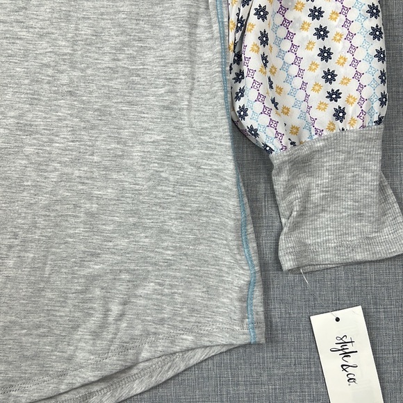 Style & Co Floral Mixed Print Long Sleeve Top Size Large - Picture 4 of 6